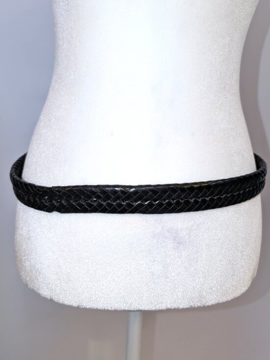 Coach | Unisex Black Braided Leather Belt with Silver Buckle | Size 32\
